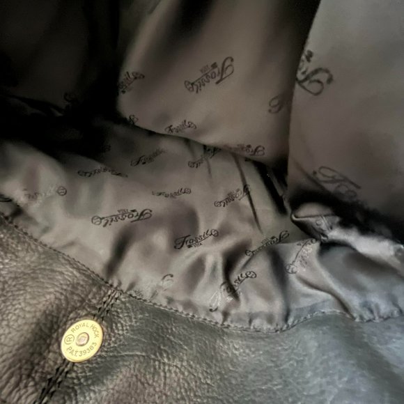 Fossil ‎ Vintage Black Pebbled Leather Hobo Shoulder Crossbody Shoulder Bag - Picture 5 of 10